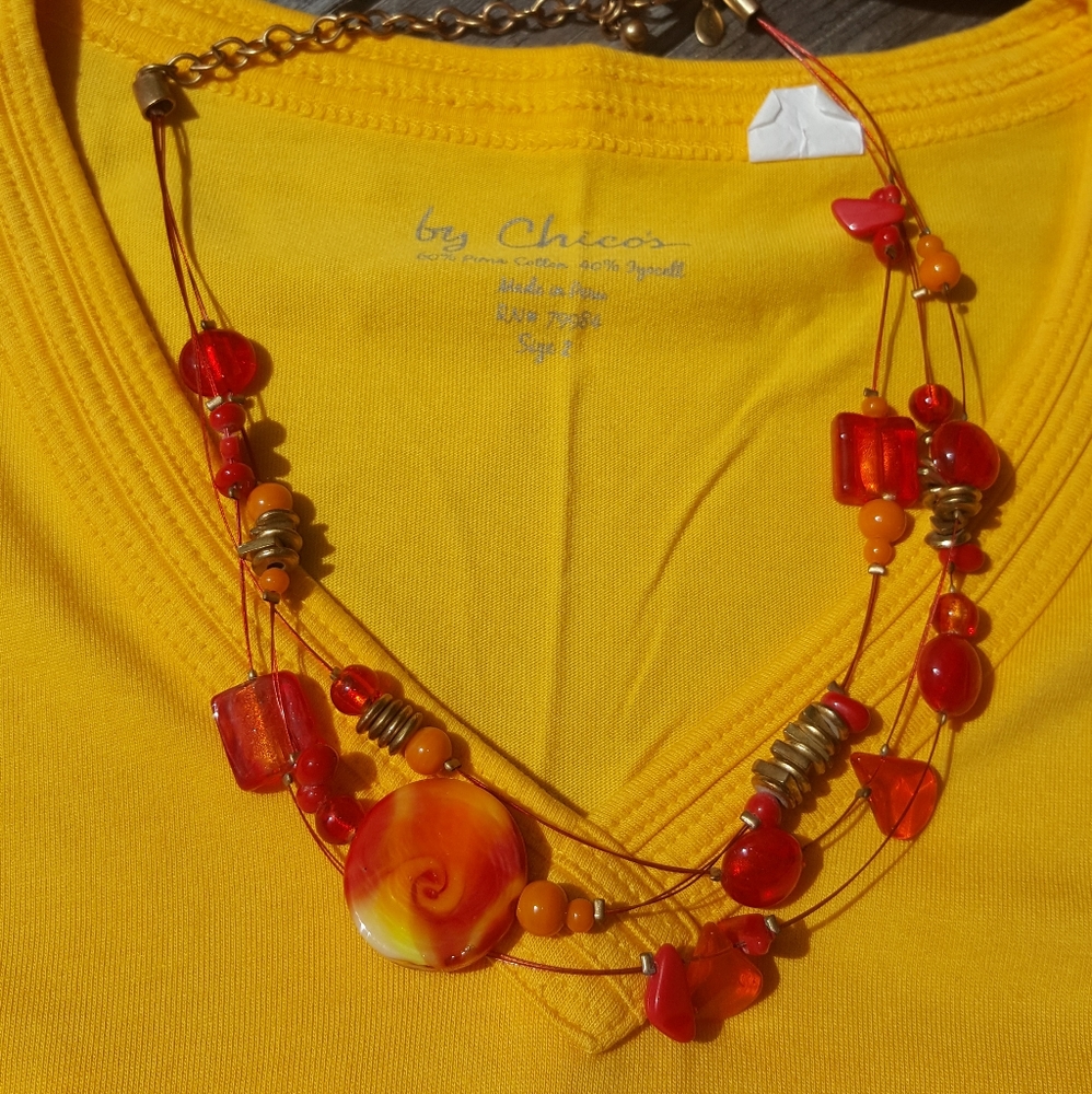 Orange glass bead necklace